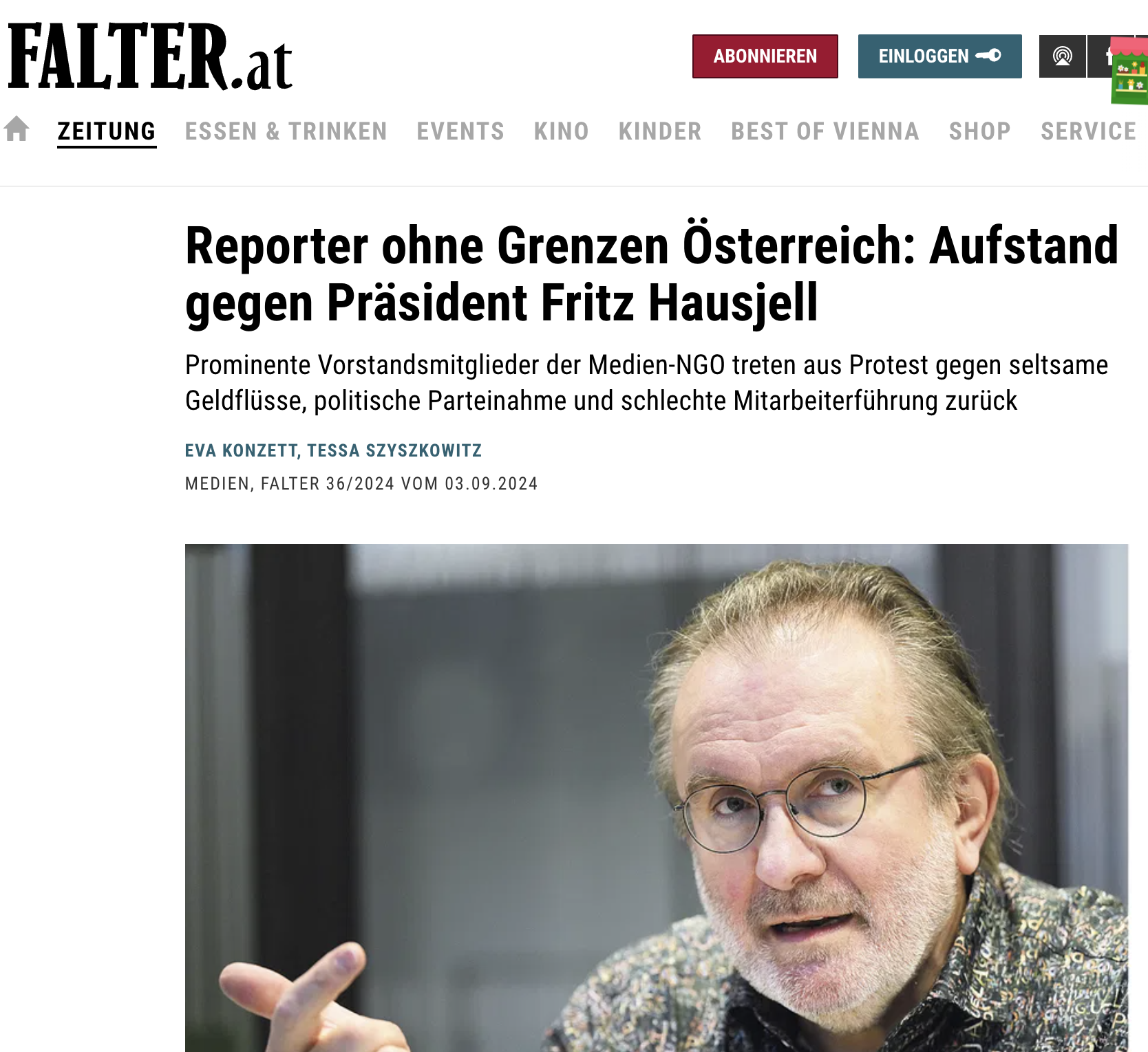 Reporter ohne Grenzen Österreich: Aufstand gegen Präsident Fritz Hausjell